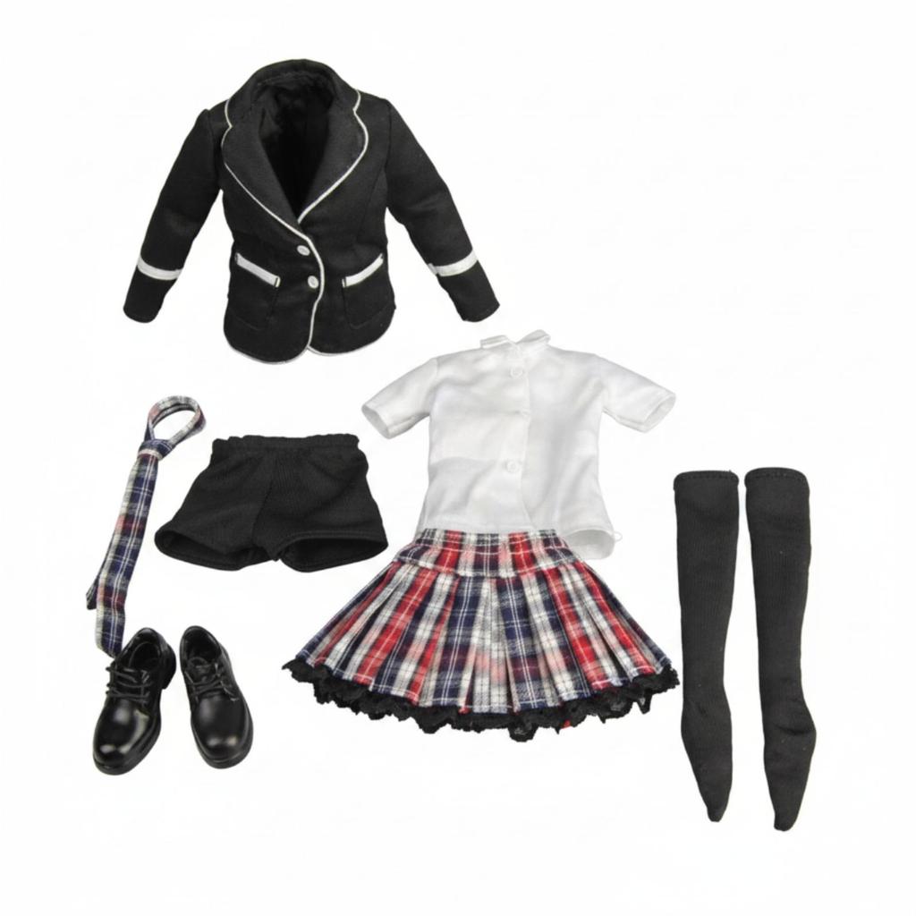 1/6 Female School Uniform Outfit Lace-Edged Plaid Tailored