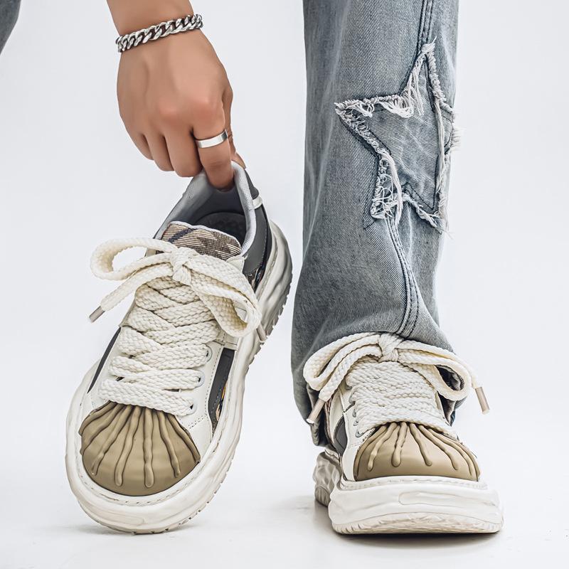 2025 Summer Men's Premium Breathable Canvas Casual Sneakers Thick Sole Shell Toe Fashion Shoes