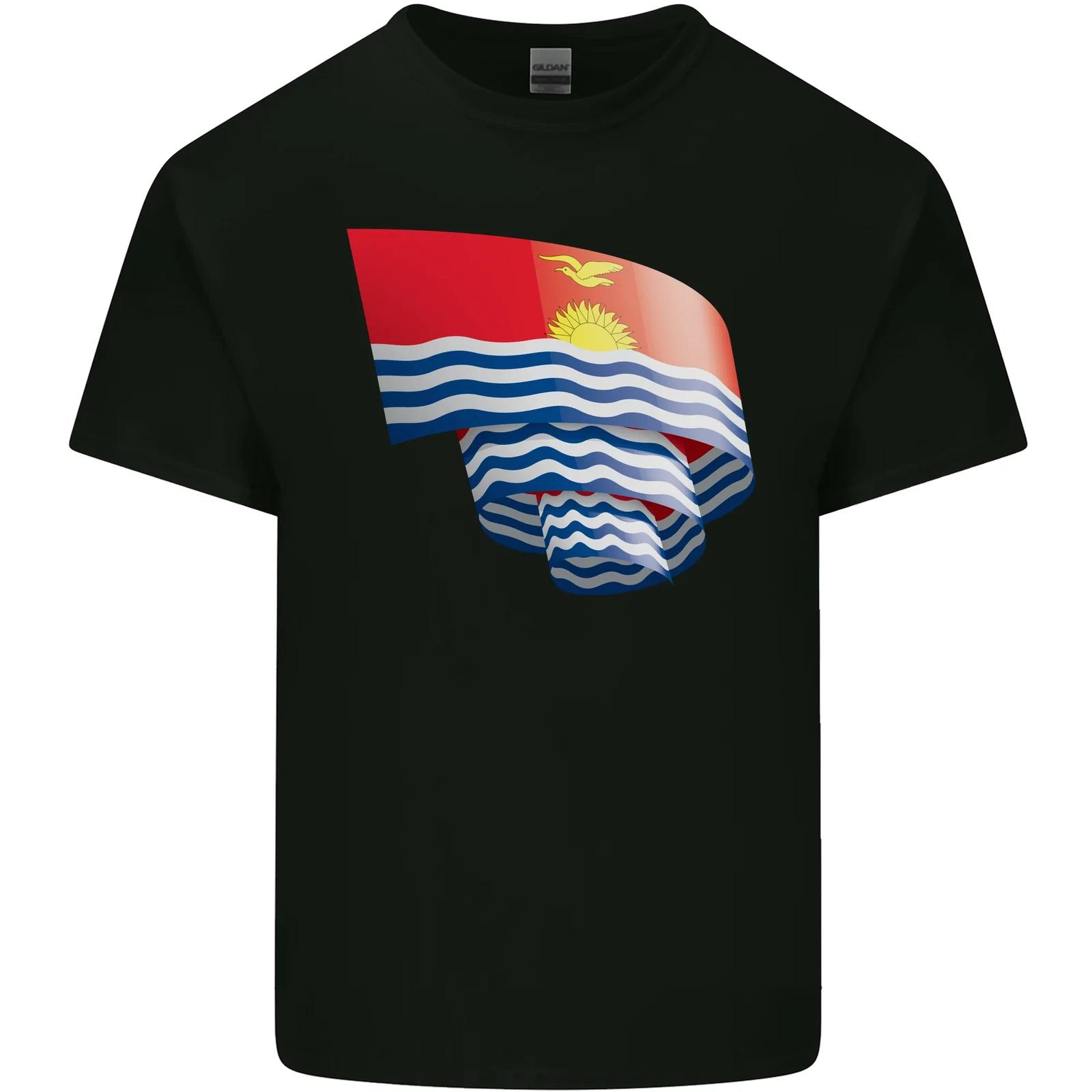 Curled Kiribati Flag Day Football Kids T-Shirt Childrens 2XL