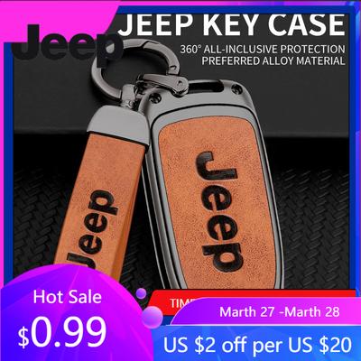 For Jeep Zinc Alloy Leather Car Key Cover Case Fob for Jeep Renegade Compass Cherokee Grand for Chrysler 300C Wrangler Car Ac