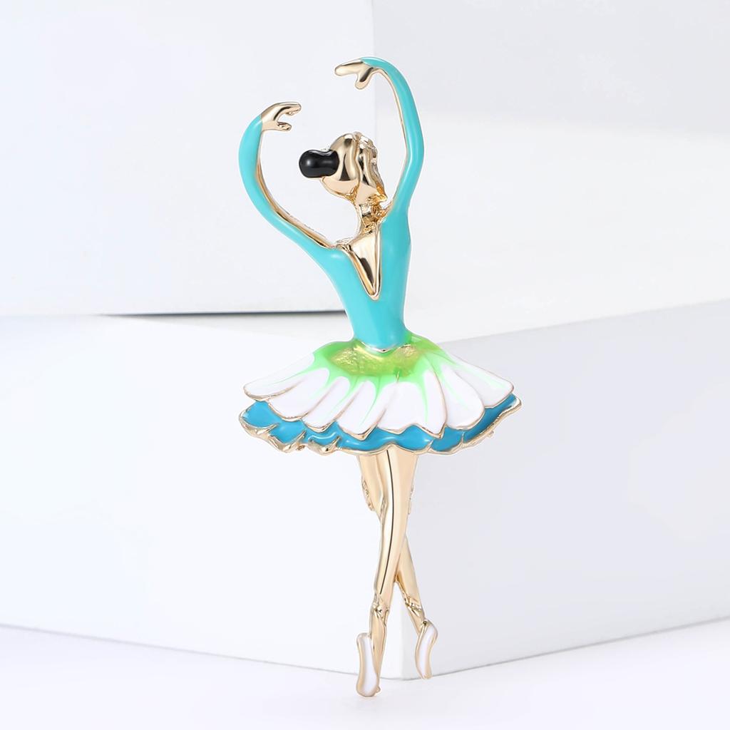Fashion Rhinestone Dancing Girl Brooches for Women Enamel Character Pin Event Party Gift Backpack Decoration Clothes Accessories
