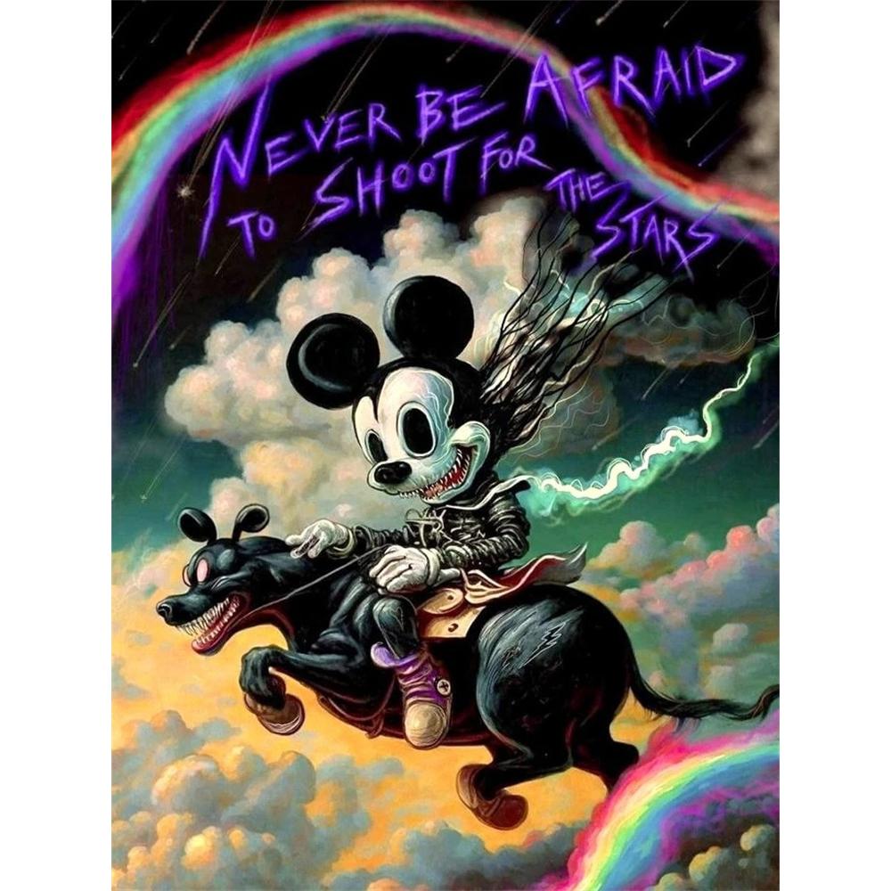 

Disney Diamond Painting 5D Dark Mickey Surreal Art Illustration Cartoon Movie Cross Stitch Embroidery Handmade Gift Home Decoration Round 20x30cm