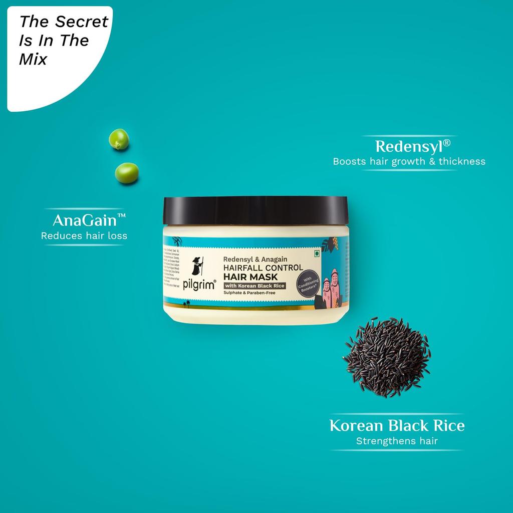 Pilgrim Redensyl & Anagain Hairfall Control Hair Mask With Black Rice For Thicker Fuller Hair 200 G Unisex Care