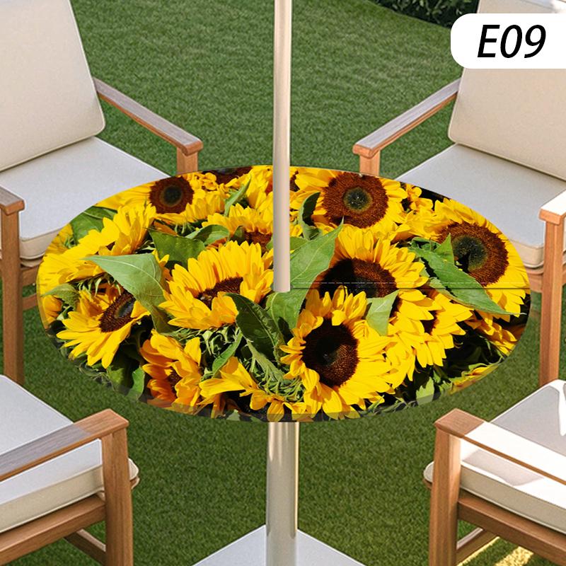 Round Table Cover Waterproof Oil-Proof Tablecloth Elastic Kitchen Dining Wedding Party Table Cover Outdoor Courtyard Home Decor