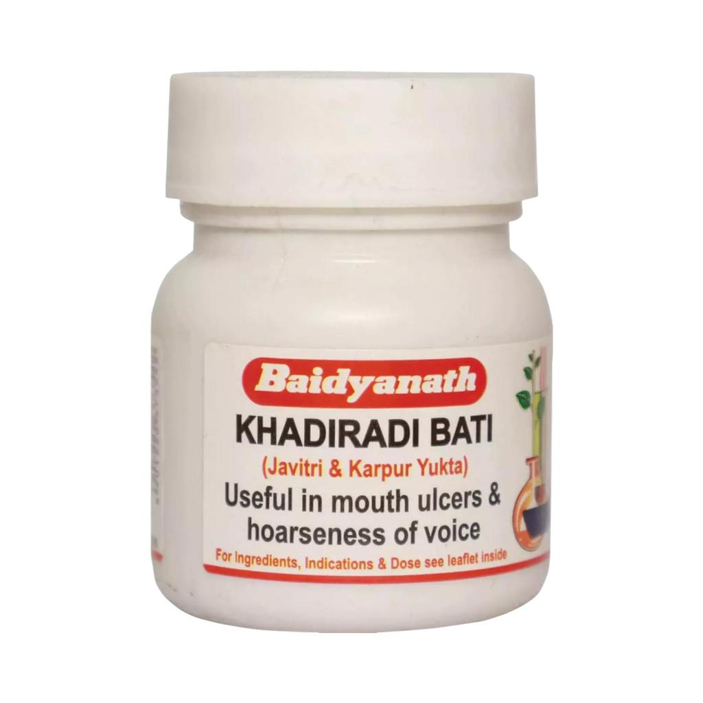 Baidyanath Khadiradi Bati 40 Tabletten X Packung à 3 Ayurveda Kräuterheilmittel für Mundpflege und Halsschmerzen