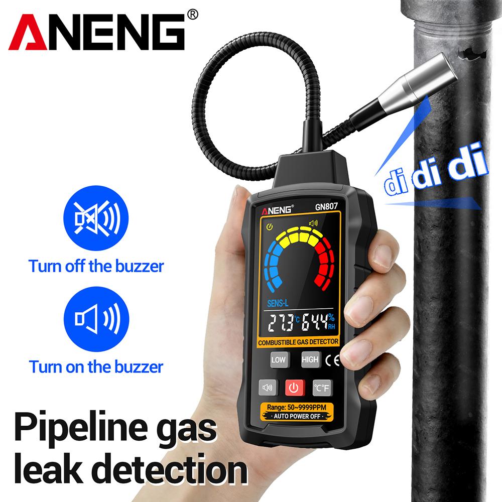 ANENG GN807 Combustible Gas Detector Gas Leakage Tester 50~10000PPM Car Air Conditioner AC Freon Halogen Household NaturalGas Leak Detector with Alarm