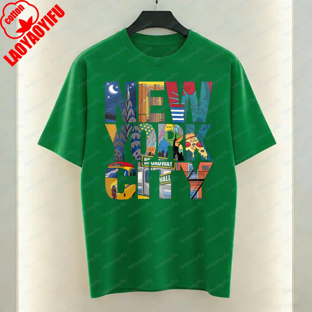 New York City Unisex TShirt Retro Pop Art Graphic Tops Holiday Party Travel Casual Cotton Tee Fashion Streetwear for Women Unisex