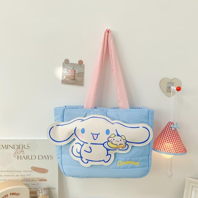 Fashion Cartoon Down Cloth Handbag Bag Four-color Shoulder Bag Cute Soft Cute Cat Tote Bag Large-capacity Bag
