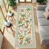 Tropical Jungle Runner Rug Safari Animals and Palms Playful Carpet for Kids Room Nursery Baby Space or Colorful Boho Home Decor