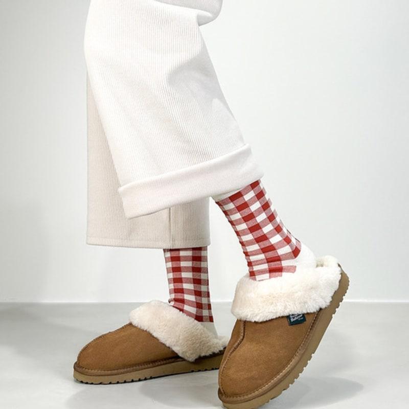 YELLOWSOCKS LINE CHECK RED