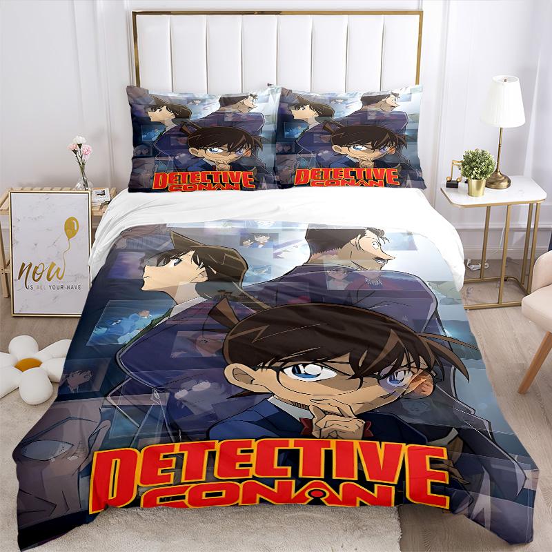 Detective Conan Mystery Print 3Pcs Bedding Setduvet Cover With 2 Bedropillowcase Home Birthday Gift