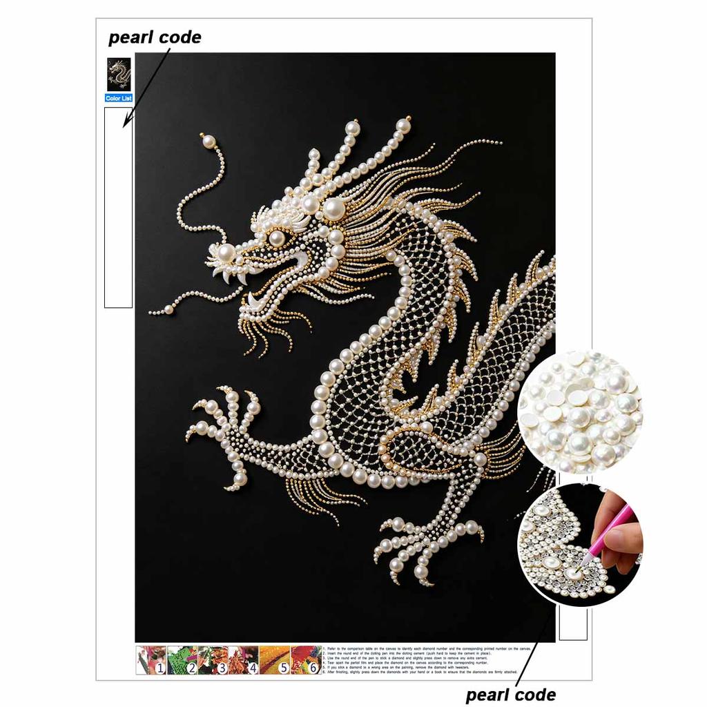 5D DIY Pearl Diamond Painting Kit Majestic Dragon Full Drill Embroidery Mosaic Art Home Wall Decor Gift
