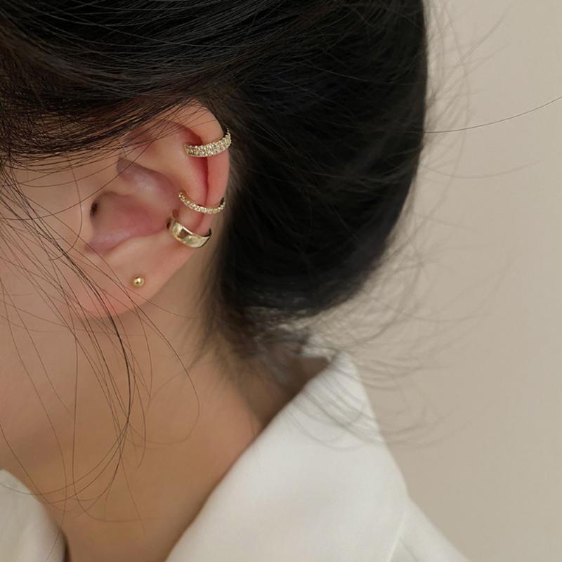 3Pcs Set Personality Zircon Clip Earrings for Women Punk Crystal Zircon Ear Cuff Fake Piercings Earring Jewelry Girl Gifts