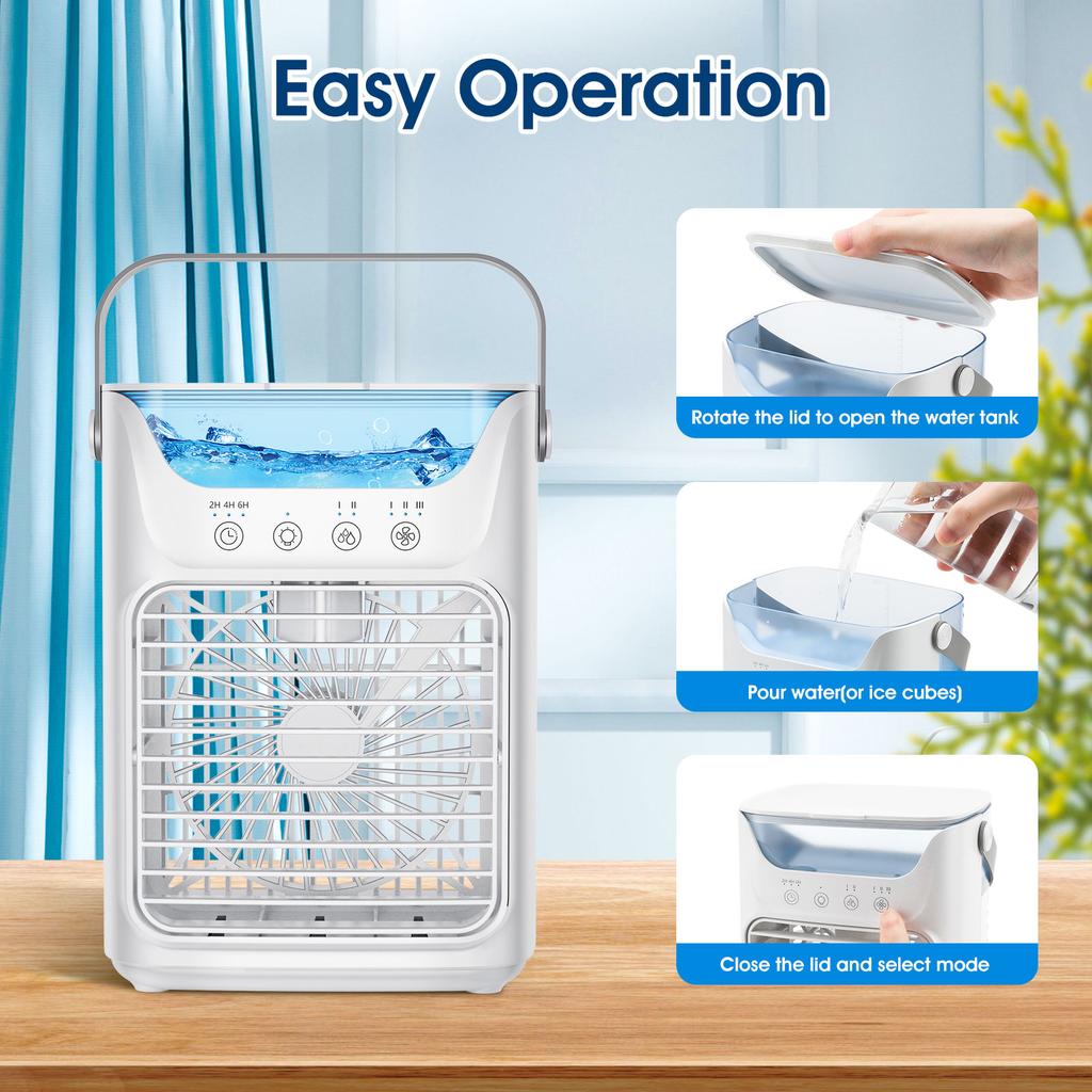 Portable Mini Desktop Air Conditioner Fan with Timer Small Room Spray Water AC for Cooling Air Conditioning for Room