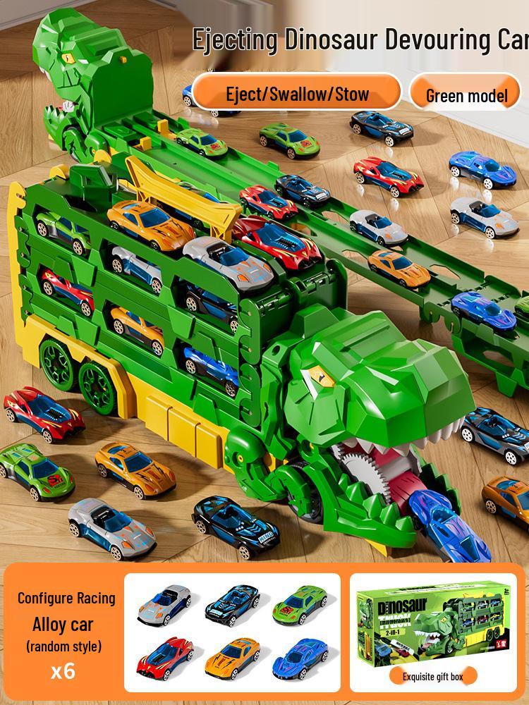 3-in-1 Transforming Dinosaur Toy Car Set for Kids Aged 3-5 with Mini Car Storage