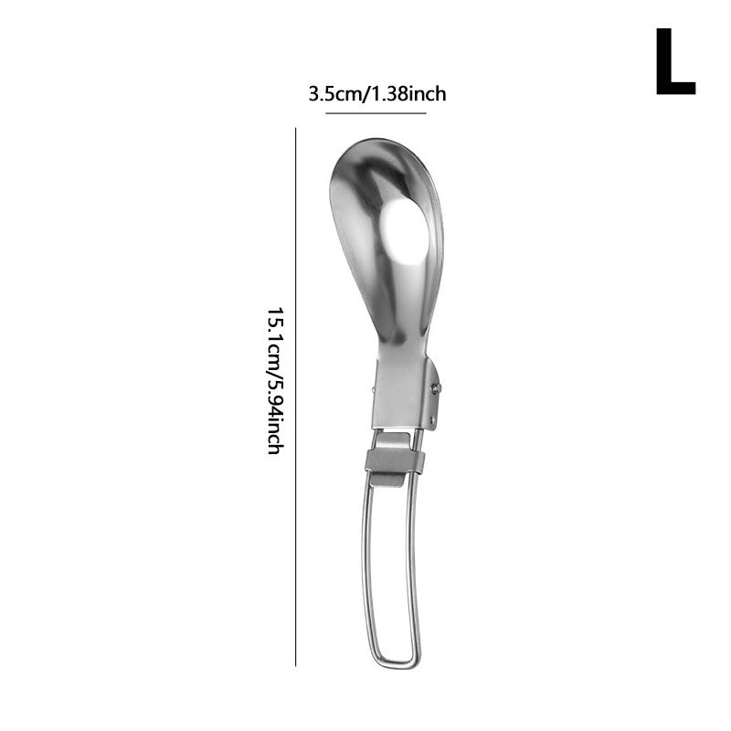 Half Polished Stainless Steel Folding Spork Lightweight Outdoor Dinner Spork Flatware For Travel Camping Backpacking