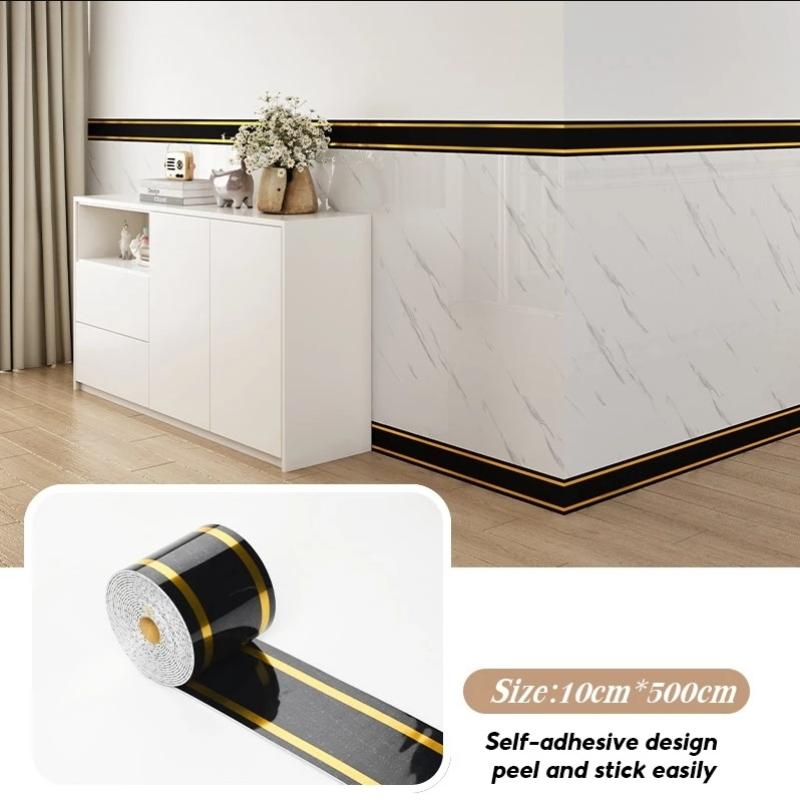 Self-Adhesive Skirting Wall Stickers 5m Stain Resistant Baseboard Trim for Living Room Dining Area Wall Decoration