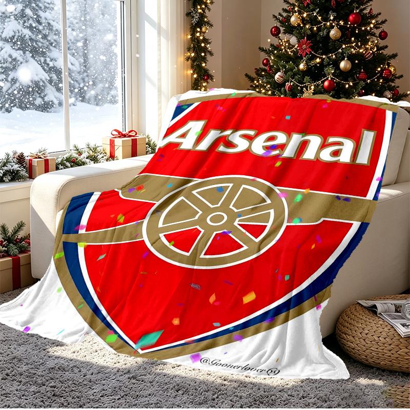 Arsenal F.C Pattern Blanket for Home Decoration, Bed, Sofa, Car Travel, Camping, Suitable for All Seasons, Birthday Christmas Gift