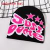 Knitted Hat Retro With Letter And Star Embroidery Design For Hip Hop Look Street