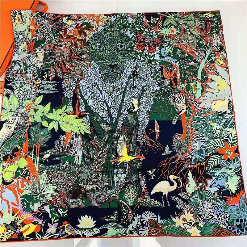 Scarf Lusso 90Cm "Zebra Nella Foresta" Bandana Donna Quadrato di Seta Twill Arricciato Hijab Foulard Sciarpe per Capelli