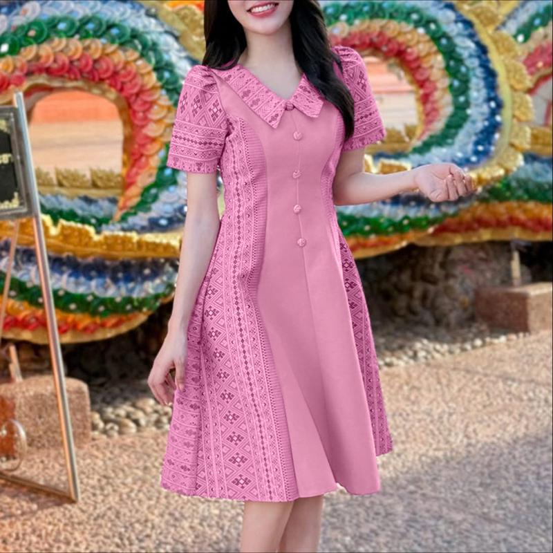 ZANZEA Women Casual V-Neck Summer Short Sleeve Print Dress