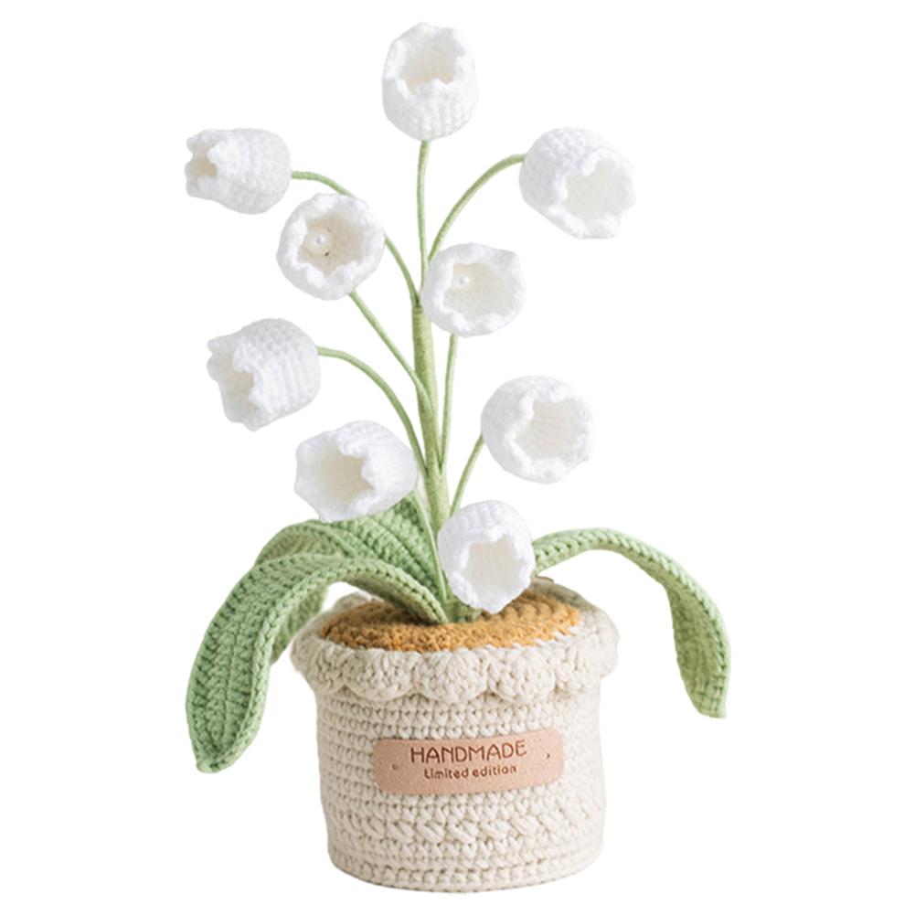 Knitted Flowers Decorations Decorative Crochet Flowers Potted Plants Knitted Artificial Flowers for Party Favors