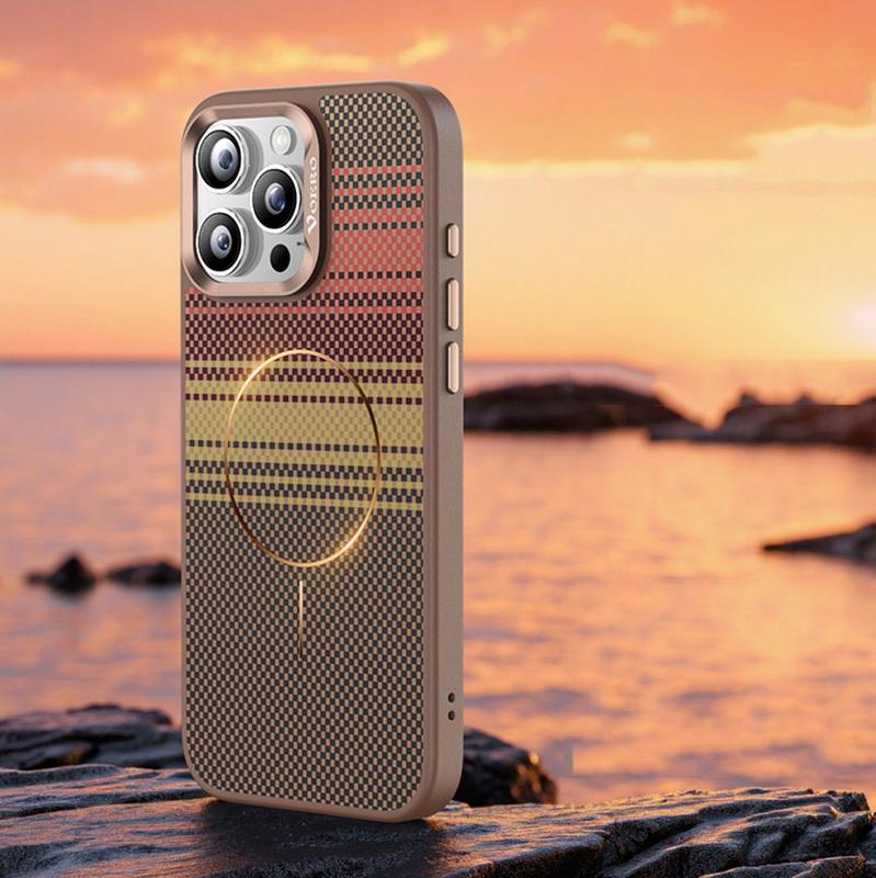 

Текстура из углеродного волокна для магнитного чехла Magsafe для iPhone 16 Pro Max 15 14 Pro, роскошный акриловый противоударный чехол для телефона с беспроводной зарядкой iPhone 14 Pro Max жёлтый