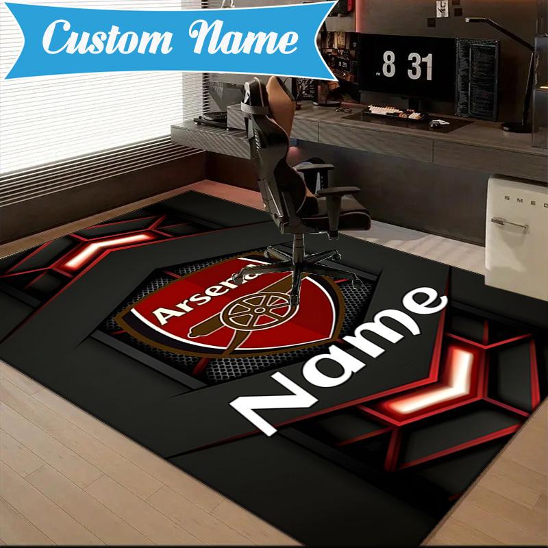 Custom Name Arse-nal Football Crest Rug Game Carpet, Floor Mat for Bedroom Living Room Entryway Rug, Home Decor Idea Gift for Christmas birthday