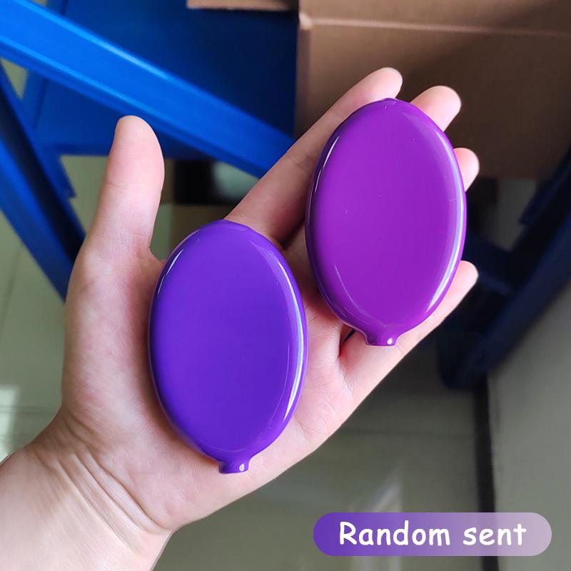 Small Oval Coin Purse Mini Earrings Rings Storage Box With Chain Solid Color Pvc  Portable Bag Pendant