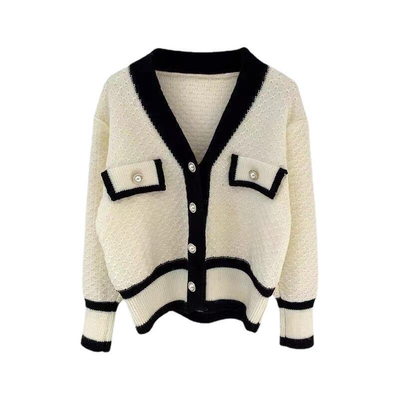 Autumn New Style French Retro Trendy Cardigan Jacket Women's V-neck Temperament High-end Knitted Sweater
