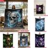 Gothic Skull Throw Blanket Mystical Dark Fantasy Magical Art Graphic Blanket for Indoor Sofa Couch Bedroom Home Space
