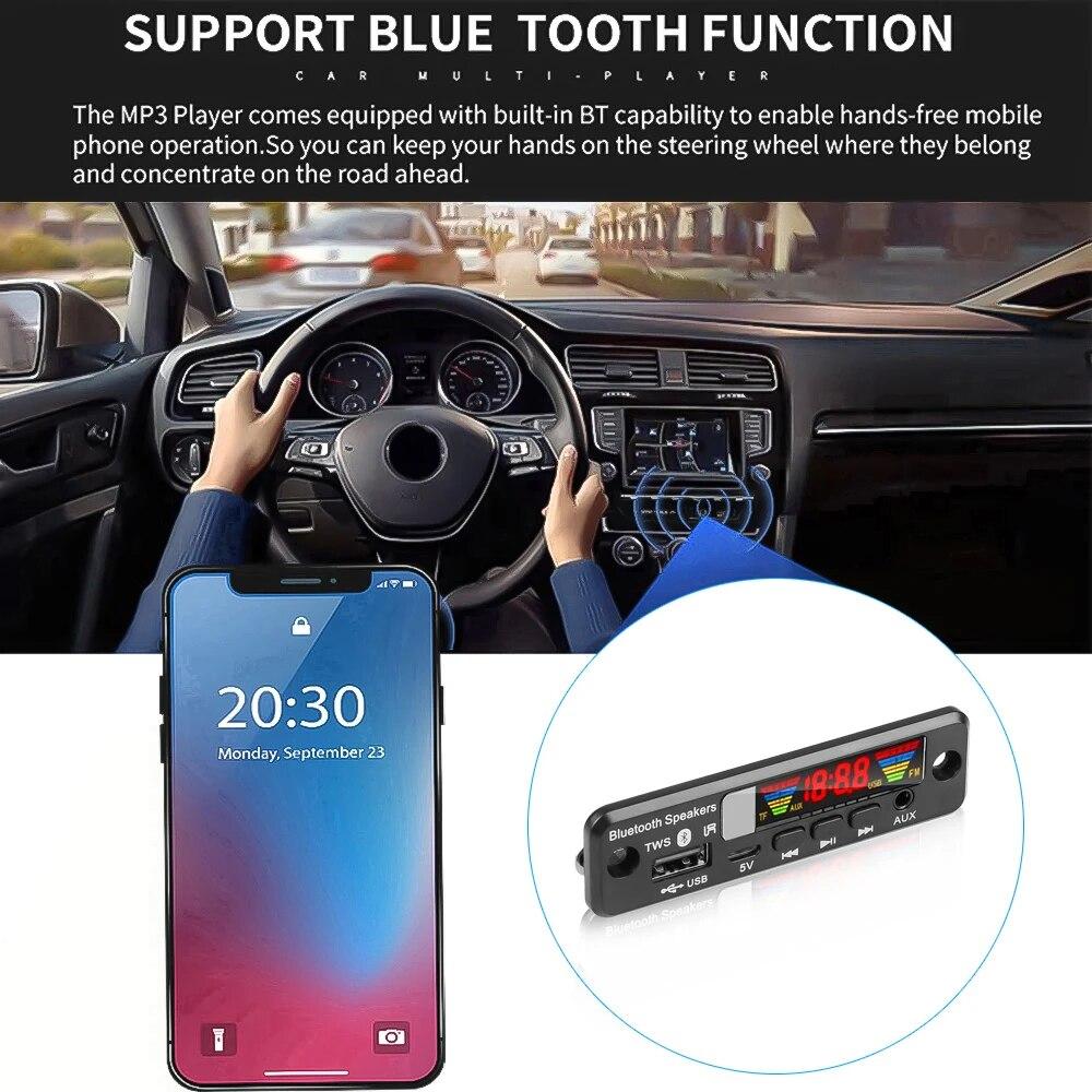 DC 3.7V-5V MP3 Decoder Board Wireless Bluetooth 5.0 Car MP3 Player Kit Support USB AUX TF FM Radio Call Recording Module