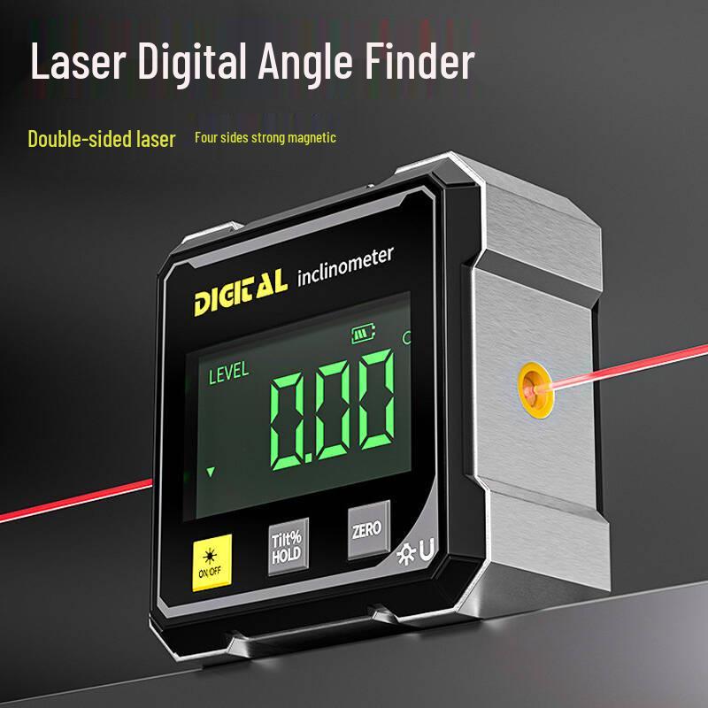Four-Sided Digital Magnetic Laser Inclinometer with Aluminum Shell