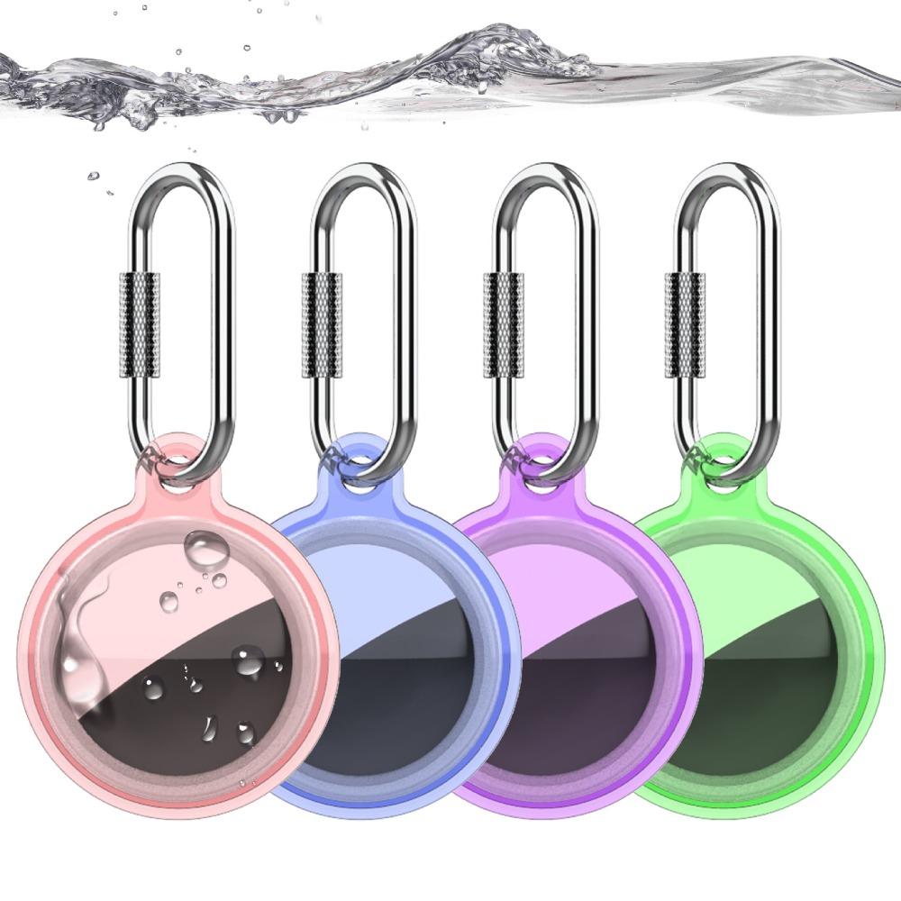4pcs Anti-lost Waterproof Cover Dustproof Lightweight Protective Case with Carabiner Shockproof Keychain Holder for Apple AirTag