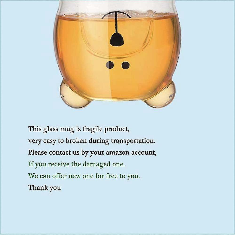Cute Cups Of Coffee Tea Glasses Drinking Glasses Coffee Glass Double-Walled Insulating Glass Espresso Cup Bear Cat Mug (Happy Bear)