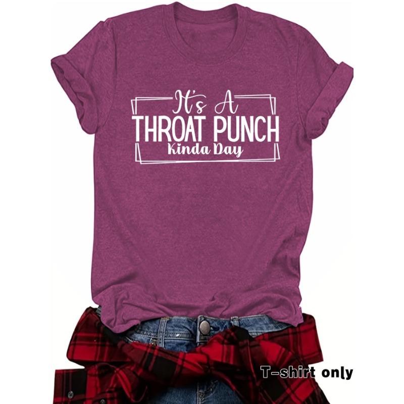 Summer Round Neck 3D Letters' THOAT PUNCH ' Print Top Fashionable Casual Short Sleeved Women's T-shirts