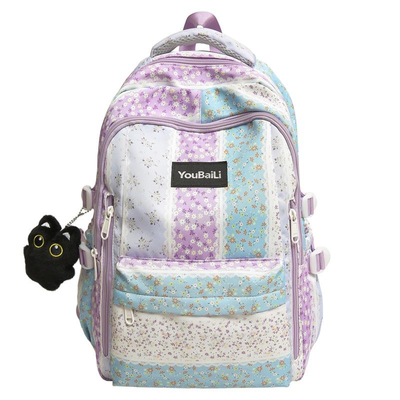 Large Capacity Student Schoolbag Girls Floral Print Backpack
