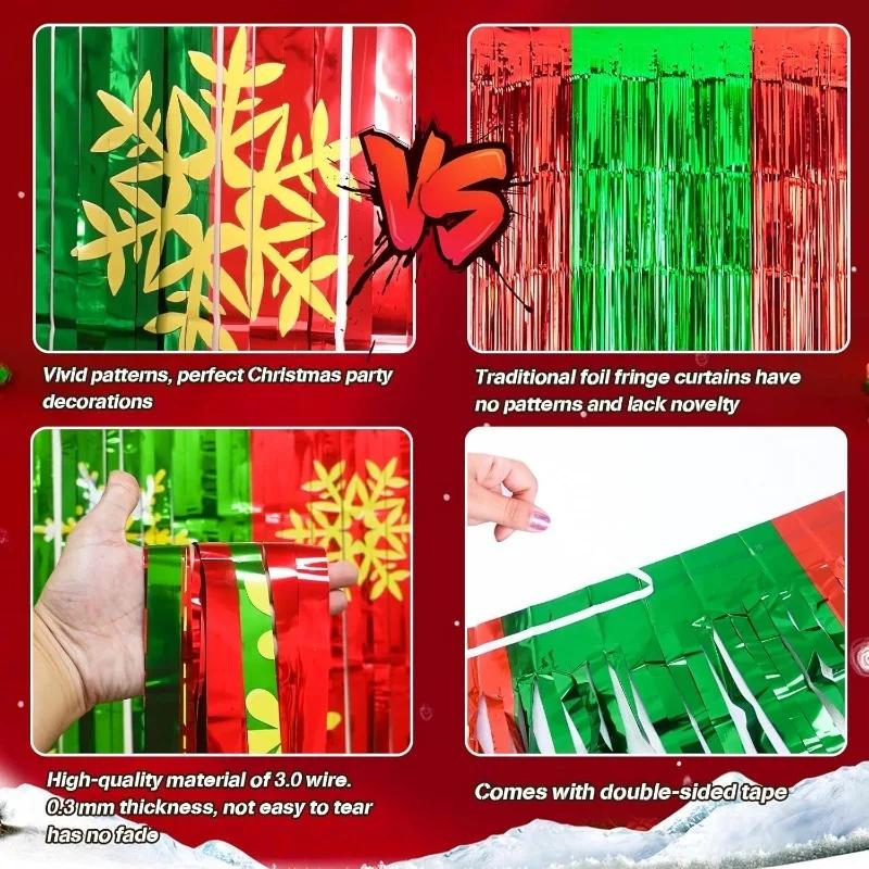 Snowfall Curtain for Christmas Birthday Party Decor Metallic Tinsel Fringe Backdrop for Wedding Sparkling Rain Doorway Decor