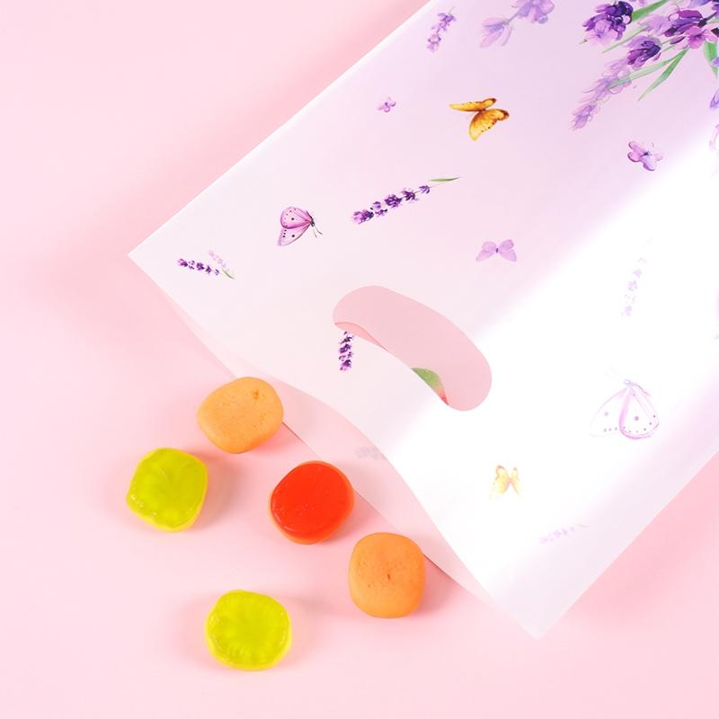 10/20/50pcs Purple Lavender Candy Gift Bags Floral Butterfly Tote Bags for Wedding Birthday Seasonal Spring Party Favor Supplies