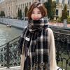 Korean Scarf Winter Women's Atmosphere New Mohair High Sense Thickened Warm Shawl Plaid Scarf