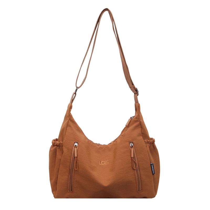 Nylon Shoulder Bag Women Casual Everyday Tote Bag with Zipper Pockets and Adjustable Strap