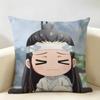 Cute MMo DDao ZZu SShi Cushion Cover Natural Linen Organic Fabric DoubleSided Printing Room Sofa Decor Pillow Case