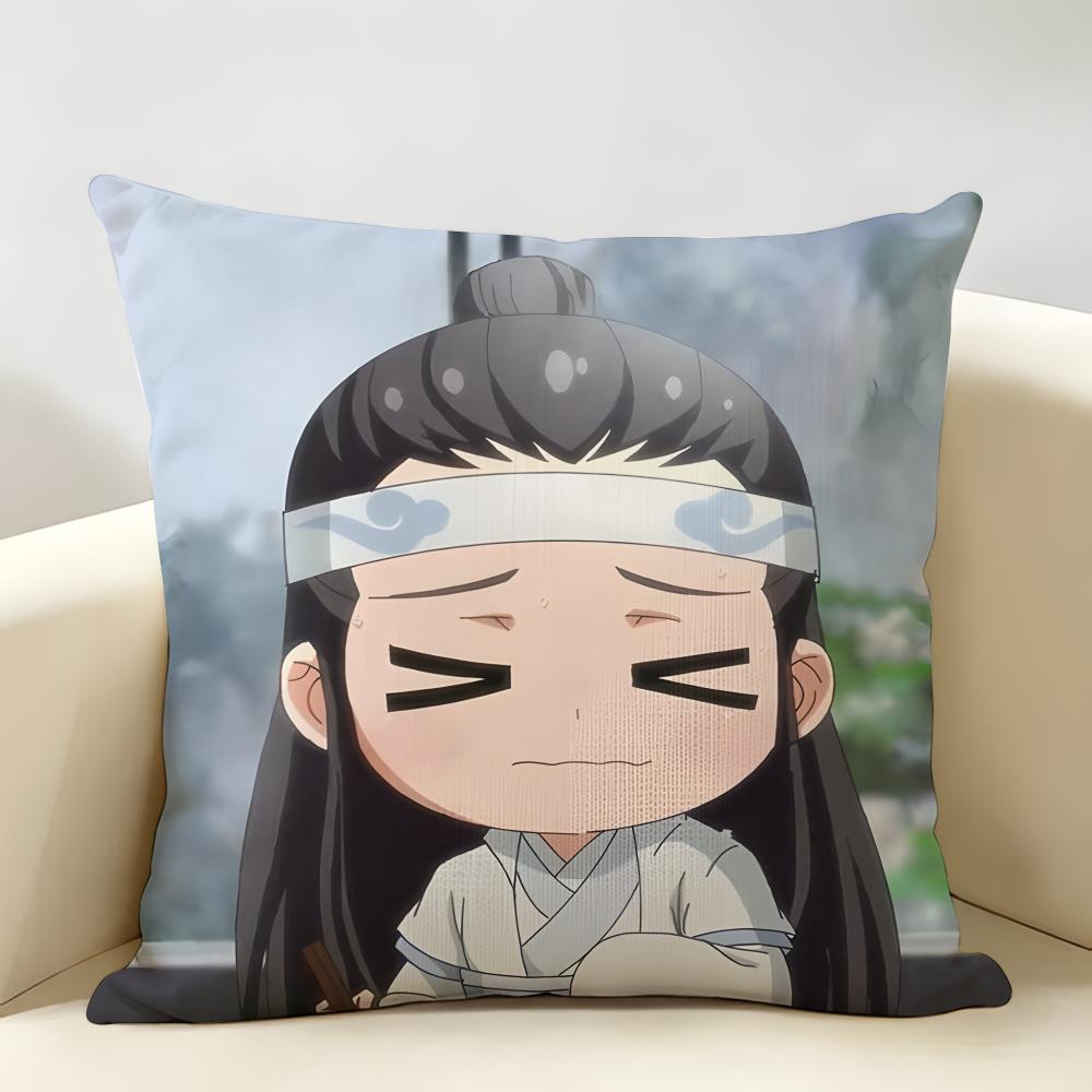 Cute MMo DDao ZZu SShi Cushion Cover Natural Linen Organic Fabric DoubleSided Printing Room Sofa Decor Pillow Case