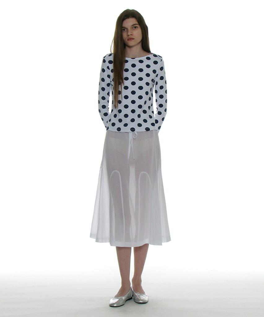 Partimento Woman Sheer Gored Midi Skirt_White