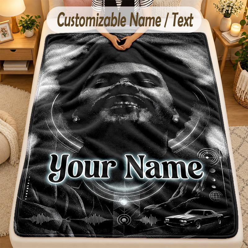 Flannel BlanketThe Weeknd Custom Name Text Personalized Soft Warm Throw Blanket Home Decor Gift