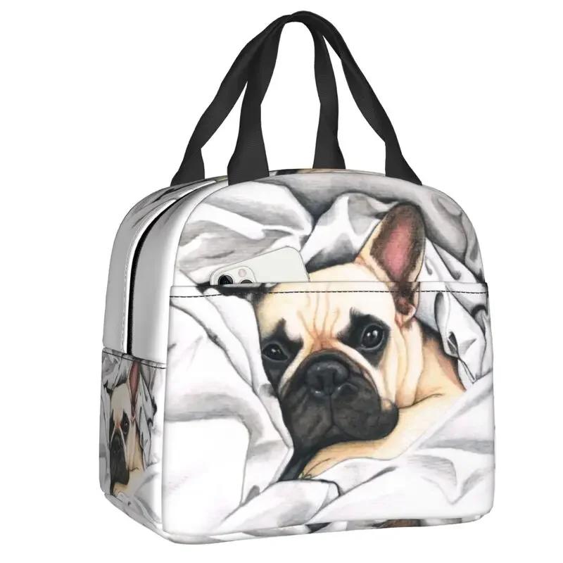 Štěně francouzského buldočka Termoizolační obědové tašky Dámský vzor psí hlavy Opakovaně použitelná nádoba na školní jídlo Bento box