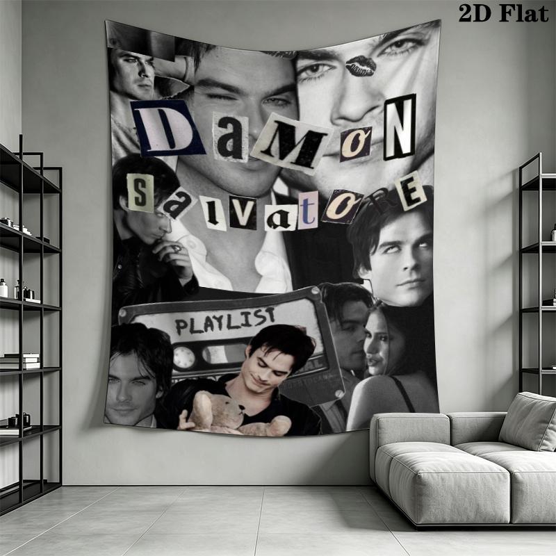 The Vampire Diaries Wall Tapestry Aesthetic Wall Hanging Printed Fabric Blanket Decorative Tapestries for Bedroom Living Room Home Decor