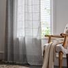 Cotton Embroidered Gingham Curtain Panel Semi-Sheer Kitchen Dining Living Room Country Style Rod Pocket Tab Top Hook
