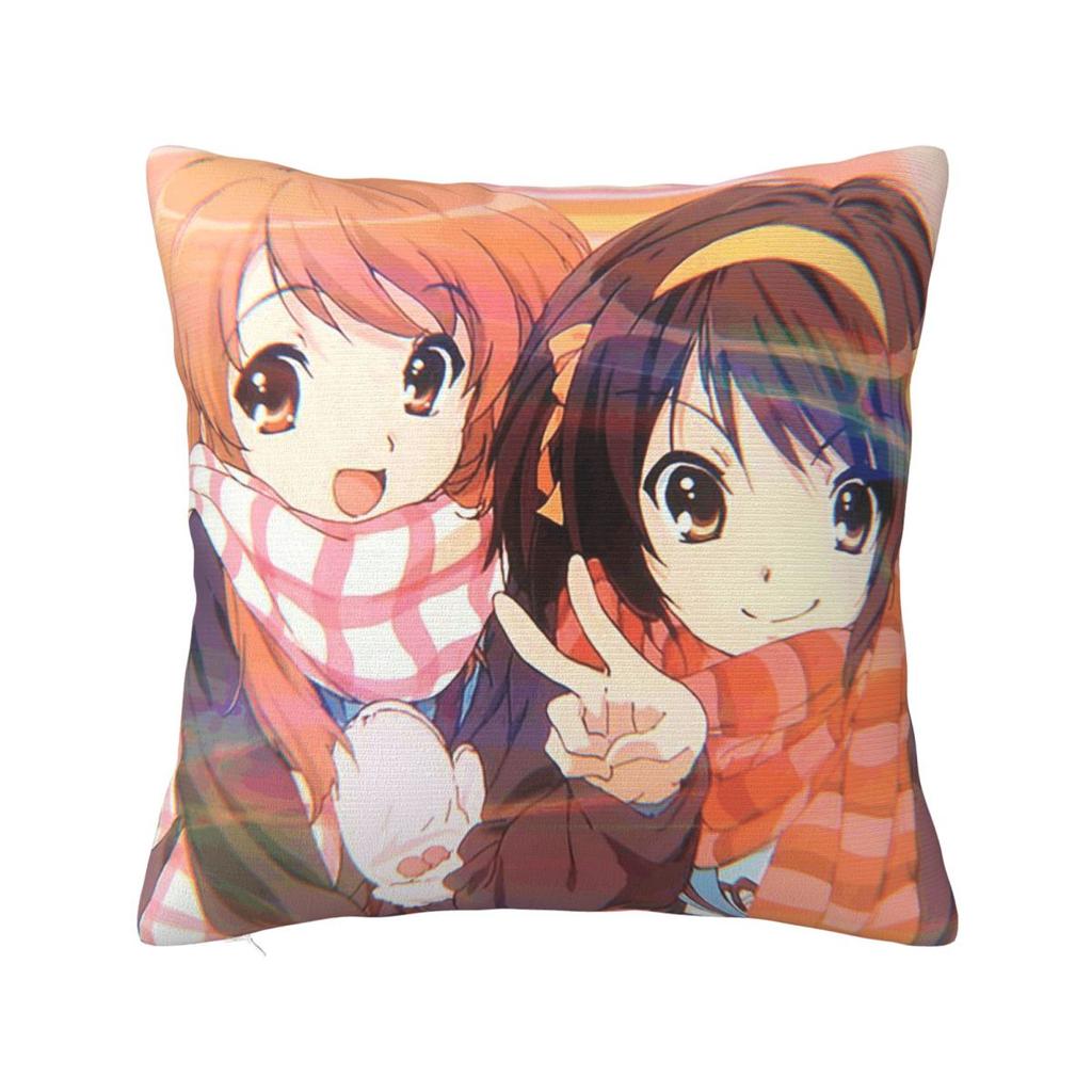 The Melancholy Of Haruhi Suzumiya Anime Square Pillowcase Cushion Cover Pillow Case Throw Pillow Cover for Home Bedroom Car