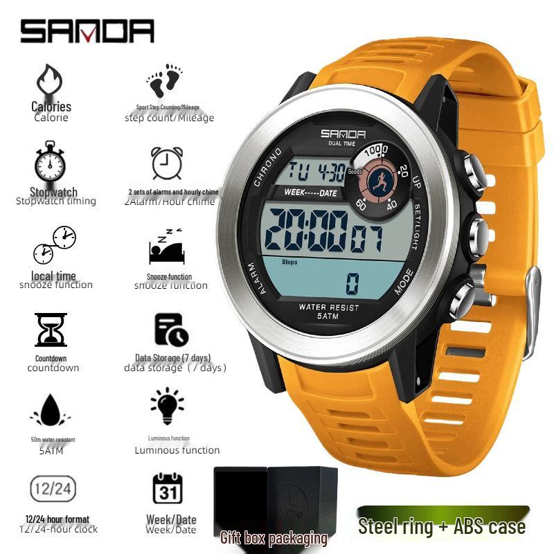 Reloj Deportivo Impermeable Unisex Sanda con Podómetro, 2 Alarmas y Rastreador de Calorías